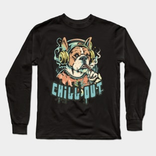 Hip Hop Bulldog Chill Out Artwork Long Sleeve T-Shirt